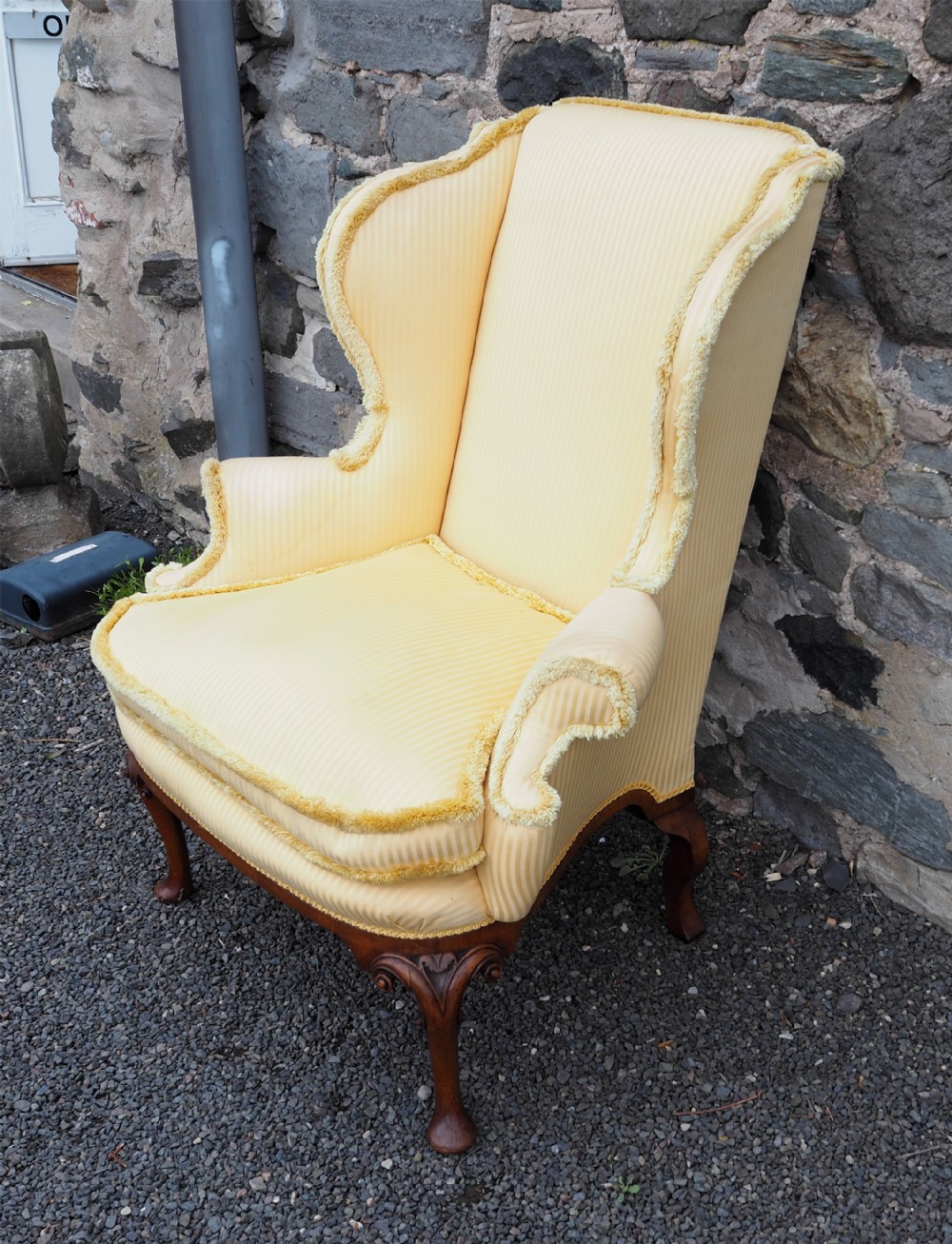 Fine Queen Anne Style Walnut Wing Chair