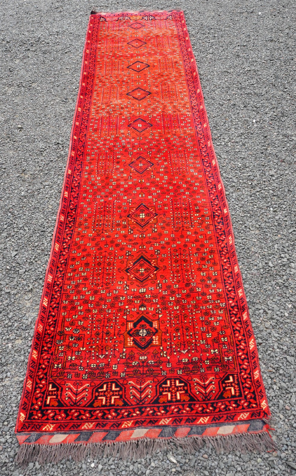 Vintage Afghan 3.8m Long Wool Runner