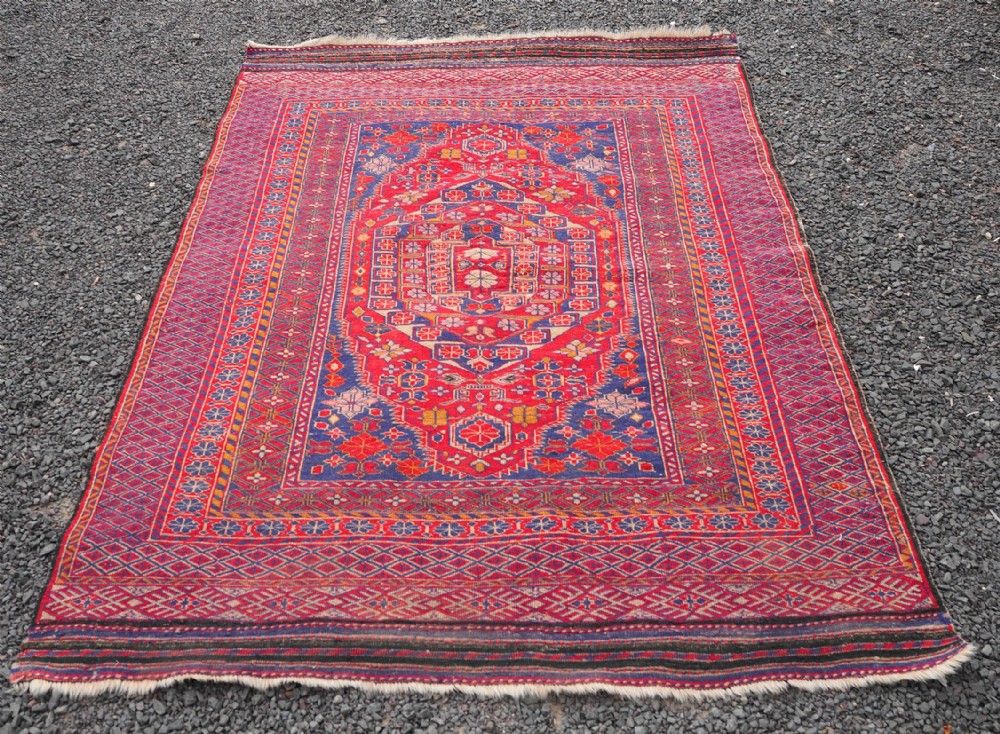 Good Antique Afghan Flat Weave Rug