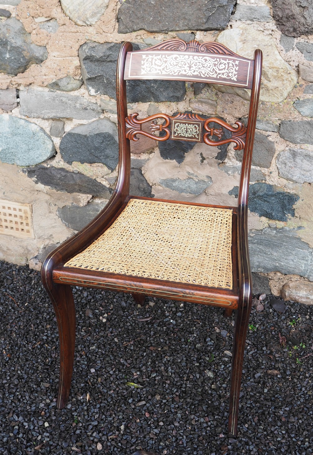 Regency Brass Inlaid Rosewood Chair