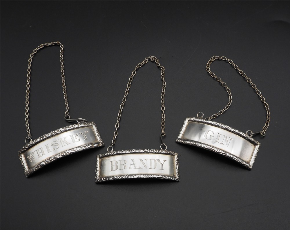 Fine Quality Set of 3 Silver Decanter Labels