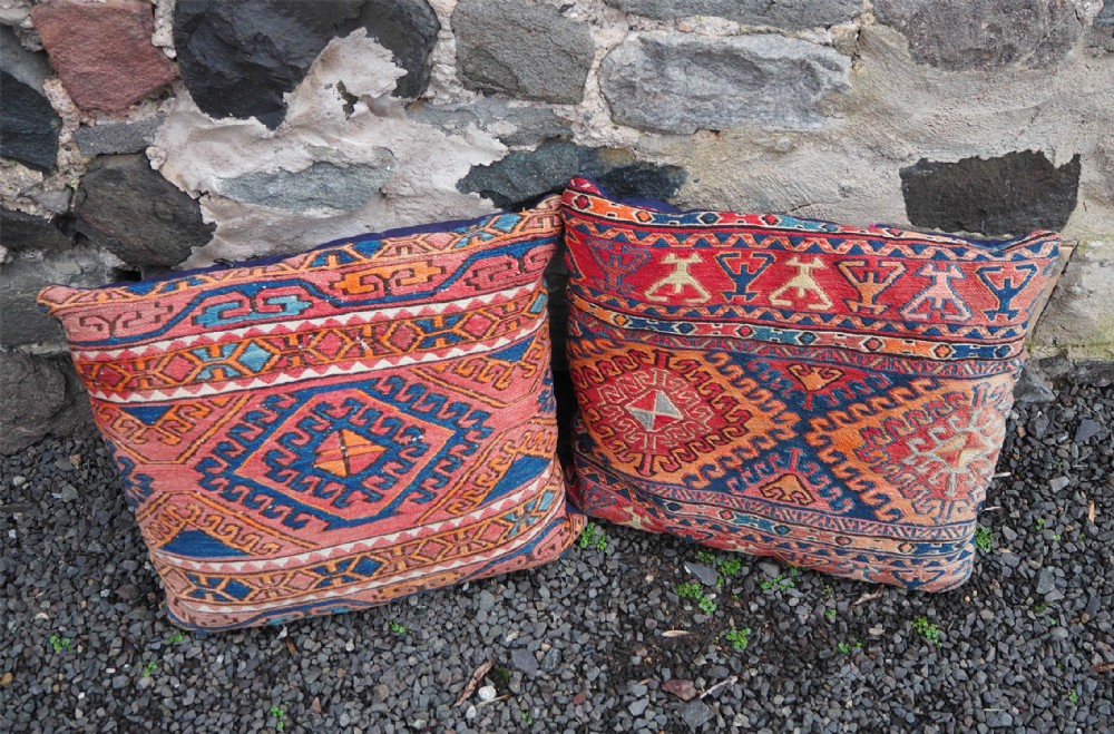 Good Pair of Vintage Carpet Cushions