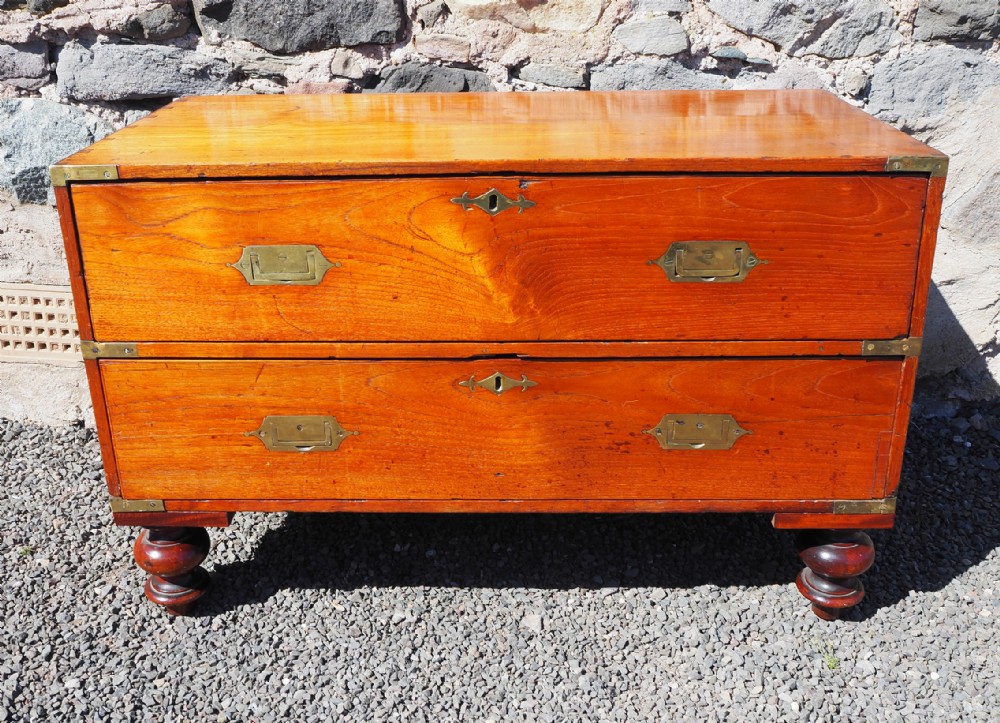 Mid 19th Century Teak Campaign Chest