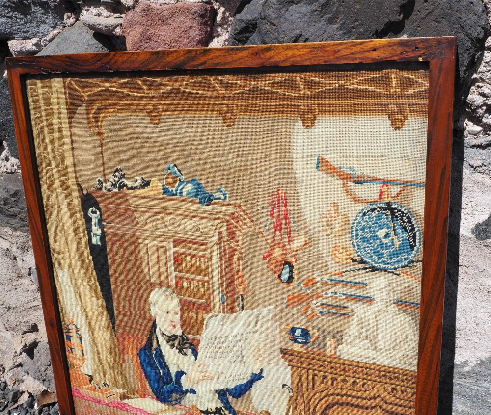 Victorian Petit Point Framed Needlework View IV