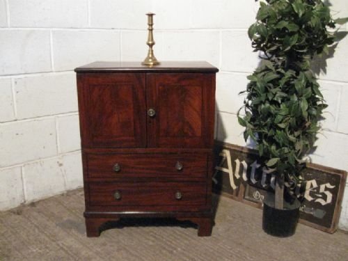 Antique Georgian Inlaid Mahogany Bedside Cabinet C1780