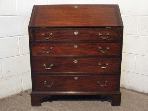 fig 1. ANTIQUE GEORGIAN MAHOGANY BUREAU OF QUALITY C1780