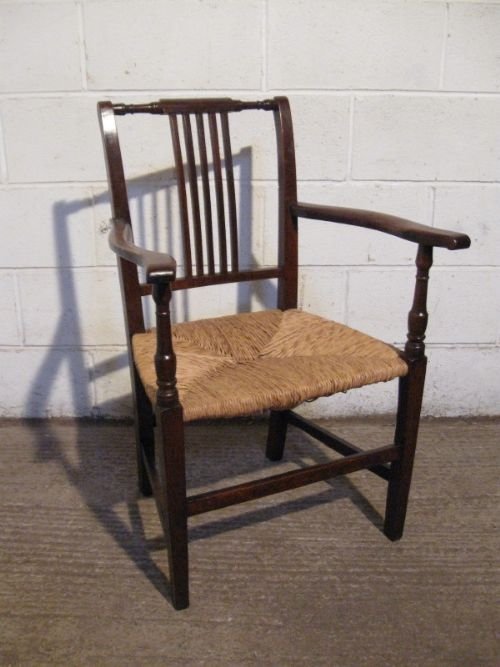 Antique Regency Country Oak Side Hall Desk Chair C1800