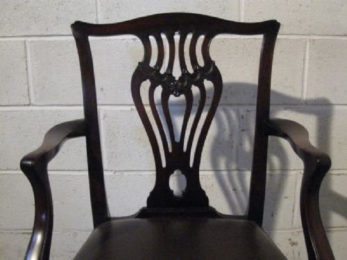 fig 1. LARGE ANTIQUE GEORGIAN CHIPPENDALE MAHOGANY SIDE HALL LIBRARY DESK CHAIR C1780