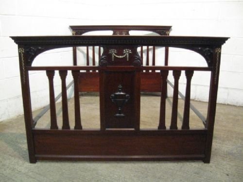 Superb Antique Edwardian Mahogany & Ormolu Adams Style Double Bestead C1900