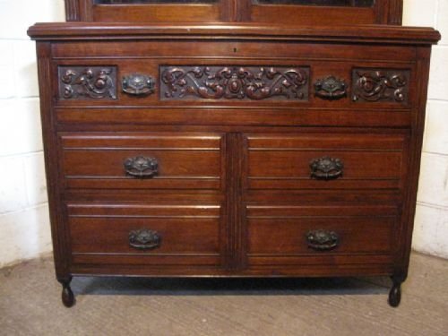 fig 1. ANTIQUE LATE VICTORIAN OAK SECRETAIRE BOOKCASE C1890