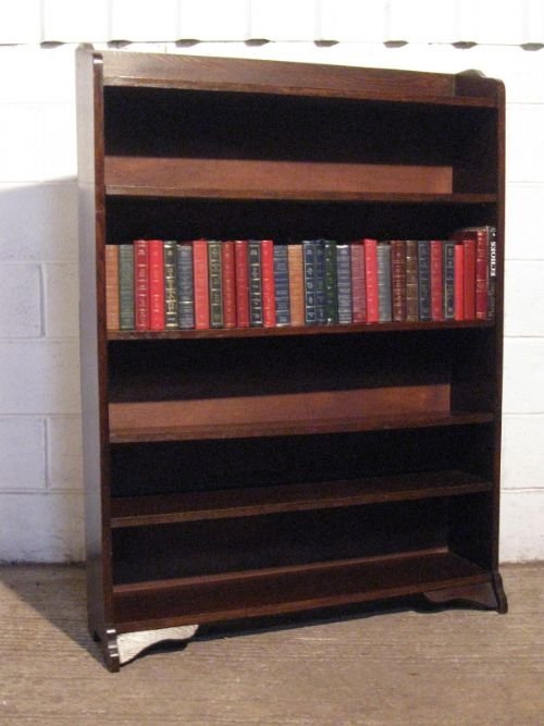 Antique Edwardian Oak Open Bookcase C1900