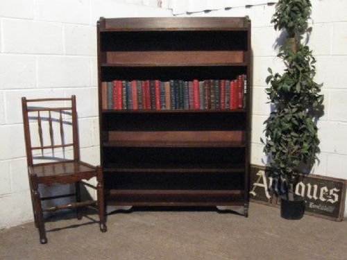 fig 1. ANTIQUE EDWARDIAN OAK OPEN BOOKCASE C1900