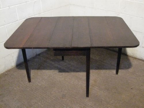 Antique Georgian Oak Drop Leaf Plank Top Dining Table C1780