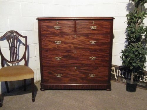 fig 1. ANTIQUE VICTORIAN FLAMED MAHOGANY CHEST OF DRAWERS C1880