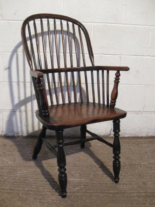Lovely Antique Early Victorian Oak & Elm Stick Back Windsor Chair C1850