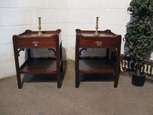 Lovely Pair Antique Edwardian Mahogany Chippendale Bedside Cabinets C1900