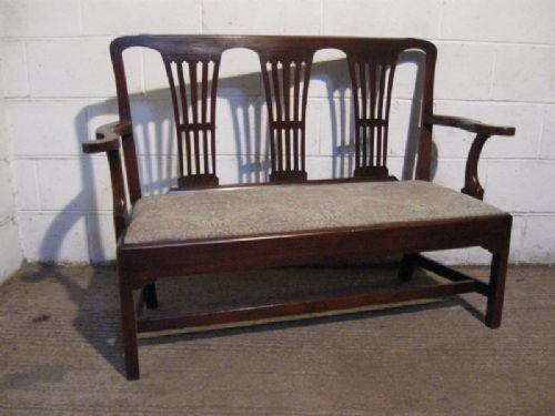 Superb Antique Georgian Chippendale Mahogany Triple Chair Back Sofa C1780