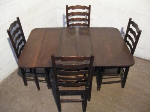 fig 1. LOVELY SET FOUR ANTIQUE EARLY VICTORIAN COUNTRY OAK DINING CHAIRS C1860