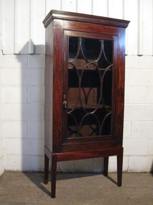 Antique Georgian Mahogany Display Cabinet Bookcase on Stand C1780
