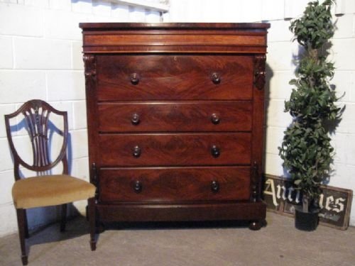 Superb Antique Victorian Figured Mahogany Scotch Chest of Drawers C1860