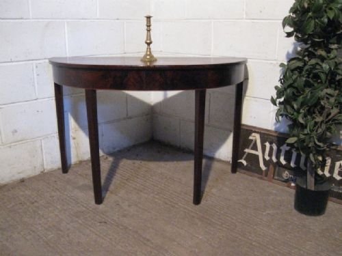 Antique Regency Flamed Mahogany Demi Lune Side Hall Table C1800