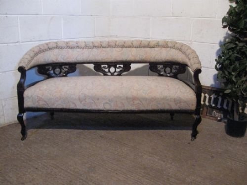 Lovely Antique Art Nouveau Mahogany Small Sofa Settee C1890