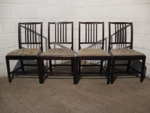 Lovely Set Four Antique Georgian Mahogany Dining Chairs C1780
