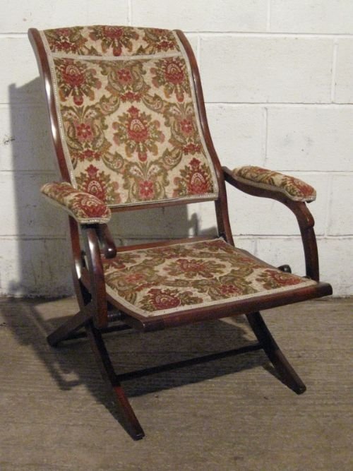 Antique Victorian Mahogany Campaign Arm Chair C1880