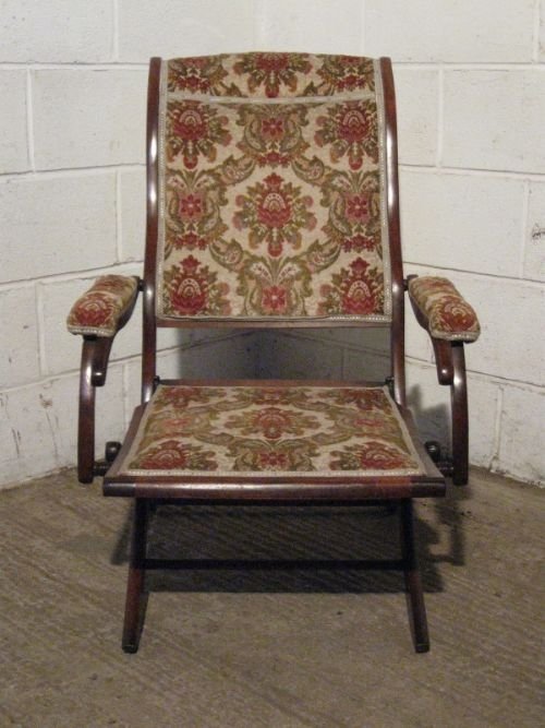 fig 1. ANTIQUE VICTORIAN MAHOGANY CAMPAIGN ARM CHAIR C1880