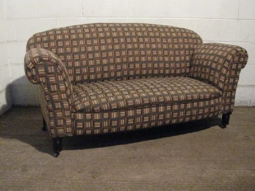 Antique Victorian Reuplstered Double Drop Arm Sofa Settee C1880