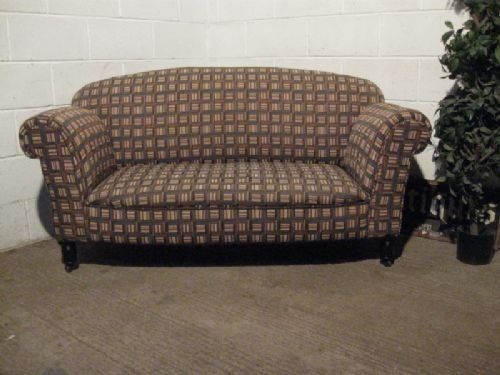 fig 1. ANTIQUE VICTORIAN REUPLSTERED DOUBLE DROP ARM SOFA SETTEE C1880