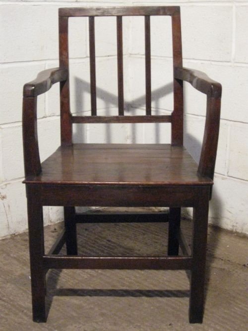 Lovely Antique Georgian Country Oak Side Hall or Desk Chair C1780