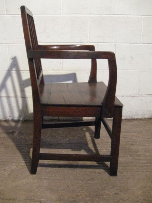 fig 1. LOVELY ANTIQUE GEORGIAN COUNTRY OAK SIDE HALL OR DESK CHAIR C1780