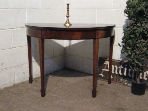 Lovely Edwardian Mahogany & Rosewood Demi Lune Table C1900