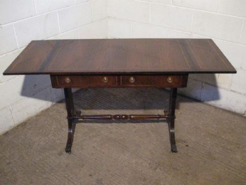 fig 1. LOVELY ANTIQUE EDWARDIAN ROSEWOOD DROP LEAF SOFA TABLE C1900