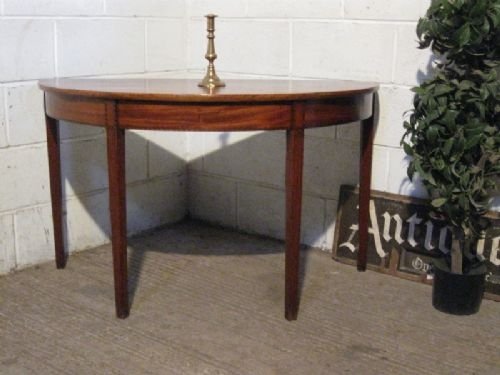 Superb Antique Regency Light Mahogany Inlaid Demi Lune Table C1800