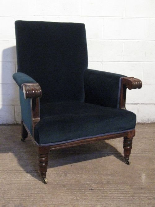 Large Antique Edwardian Oak Salon Arm Chair C1900