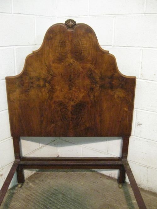 fig 1. SUPERB PAIR ANTIQUE EDWARDIAN BURR WALNUT SINGLE BEDSTEADS C1900