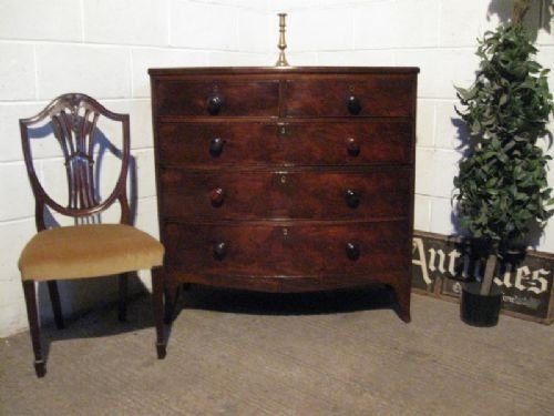 Antique Regency Bow Fronte Mahogany Chest of Drawers C1800