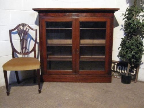 Lovely Original Antique Georgian Oak & Mahogany Glazed Bookcase C1780