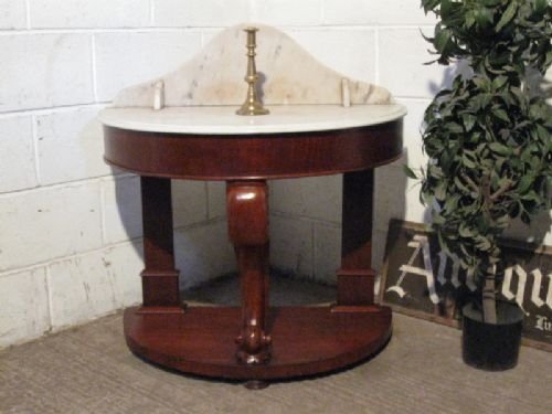 Antique Victorian Duchesse Marble & Mahogany Washstand Table C1860