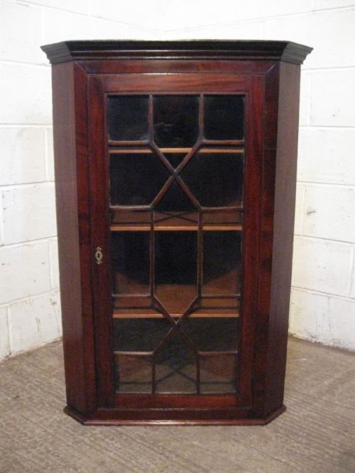 Antique Regency Astragal Glazed Mahogany Corner Cabinet C1800