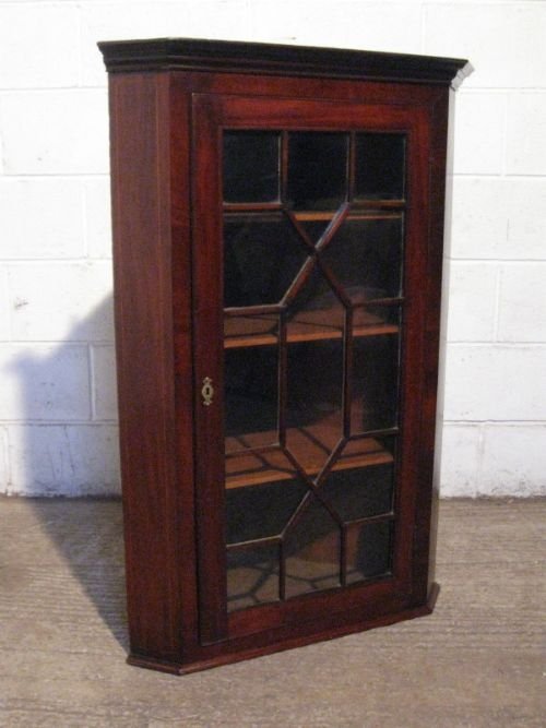 fig 1. ANTIQUE REGENCY ASTRAGAL GLAZED MAHOGANY CORNER CABINET C1800