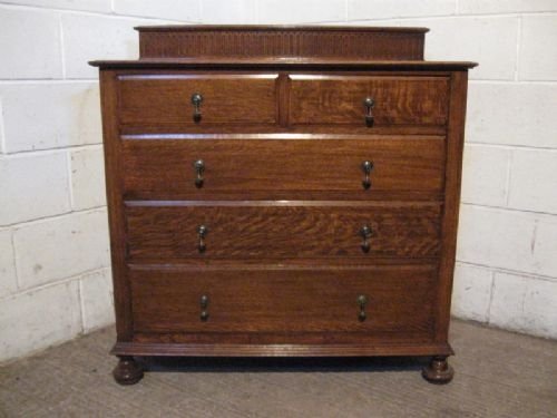 fig 1. SUPERB QUALITY ANTIQUE EDWARDIAN OAK CHEST OF DRAWERS C1900
