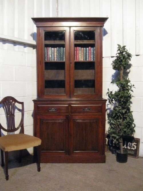 Antique Edwardian Mahogany Bookcase Cc1900