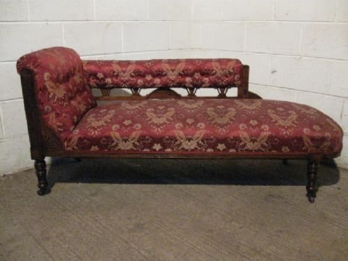 Gorgeous Antique Art Nouveau Carved Walnut Chaise Longue Sofa C1890