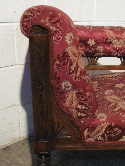 fig 1. GORGEOUS ANTIQUE ART NOUVEAU CARVED WALNUT CHAISE LONGUE SOFA C1890