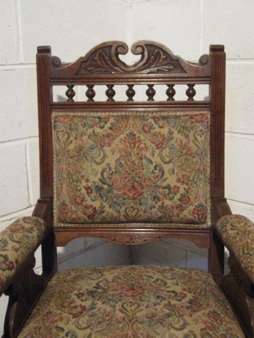 fig 1. LOVELY PAIR ANTIQUE WALNUT ART NOUVEAU SALON CHAIRS C1890