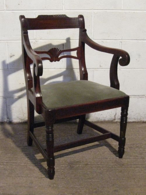 fig 1. ANTIQUE REGENCY MAHOGANY SIDE HALL OR DESK CHAIR C1800