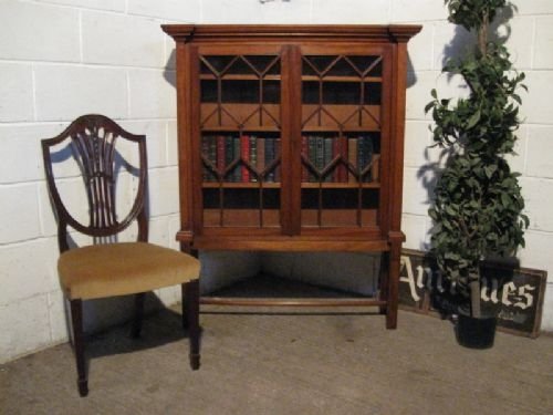 fig 1. LOVELY ANTIQUE REGENCY MAHOGANY ASTRAGAL GLAZED BOOKCASE ON STAND C1800